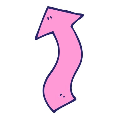 çizgi film karalaması parlak neon renginde ok yönlendiriyor