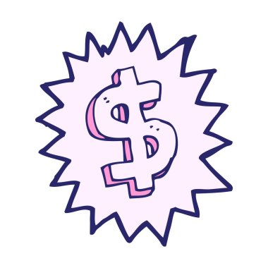 parlak neon renkli çizgi film dolar sembolü