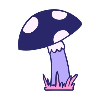 Parlak neon renkli bir kurbağa taburesinin el çizimi karikatürü.