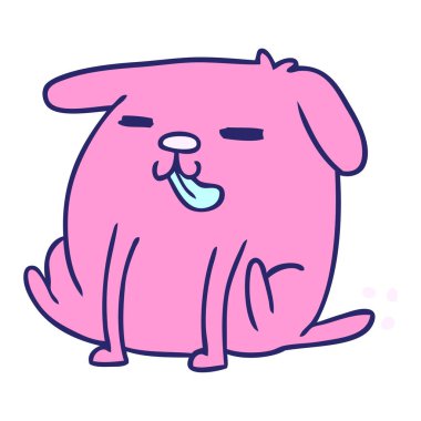 parlak neon renkli şirin bir köpeğin çizimi kawaii