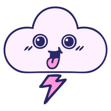 Parlak neon renkli bir fırtına bulutunun sevimli karikatürü