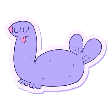 Parlak neon rengi bir karikatür mührü çıkartması