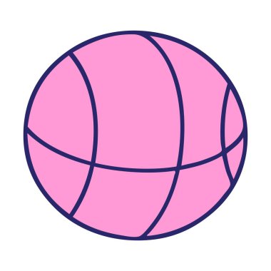 Parlak neon renkli şirin bir basket topu çizgi filmi.