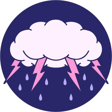 Parlak neon renkli bir fırtına bulutunun ikonik dövme görüntüsü