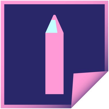 parlak neon renkli pembe renkli kalem grafik vektör kare etiketi