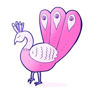 parlak neon renkli çizgi film tavus kuşu