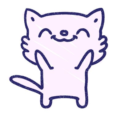 Sevimli Kedi Tebeşiri Parlak neon rengi çiziyor