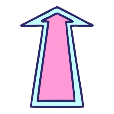 Parlak neon renginde el çizimi tuhaf çizgi film oku