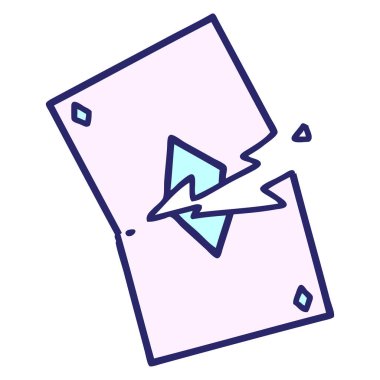 Parlak neon renkli yırtık bir kartın geleneksel stili dövme