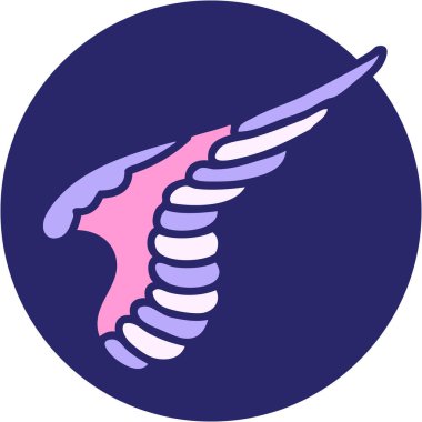 Parlak neon renkli bir kanadın ikonik dövme şekli