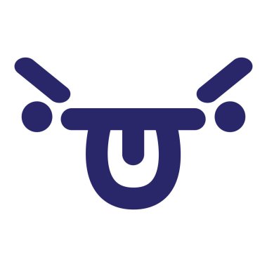 kızgın yüz parlak neon renkli dil simgesi