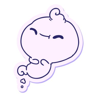 Kamwai 'nin parlak neon renkli korkunç hayaletinin serbest sticker karikatürü.