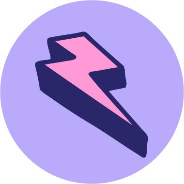 Parlak neon rengi yıldırımın ikonik dövme tarzı görüntüsü