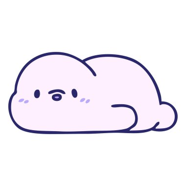 Parlak neon renkli küçük bir fok karikatürü.