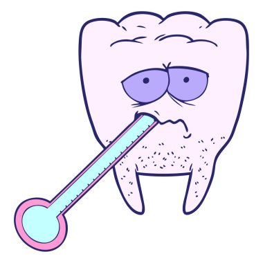 parlak neon renkli sağlıksız diş çizgi filmi