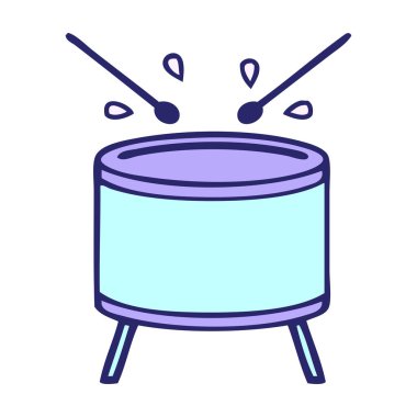 Parlak neon renginde çalan davul çizgi filmi.