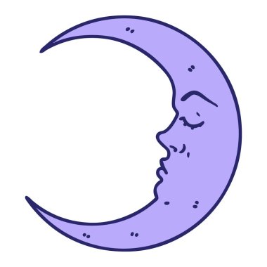 Parlak neon renkli bir hilal şeklindeki ikonik dövme şekli