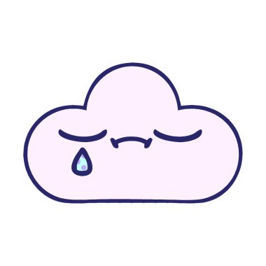 çizgi roman tarzı karikatür. Hüzünlü bir bulutun parlak neon rengi.