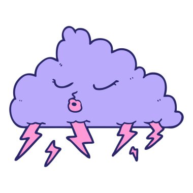 parlak neon renkli çizgi film gökgürültüsü bulutu