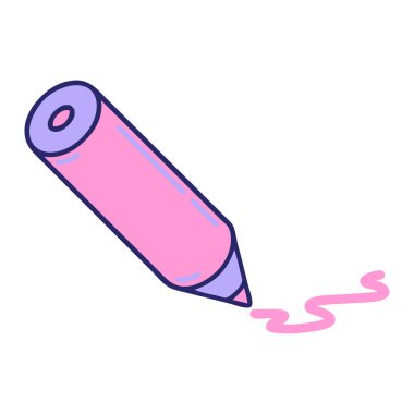 Parlak neon renkli renkli renkli renkli bir kalemin ikonik dövme şekli