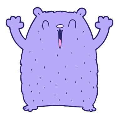 Parlak neon renkli mutlu çizgi film ayısı