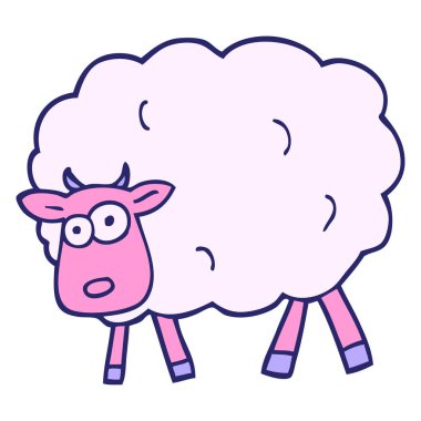 El çizimi karikatür tarzı parlak neon renkli koyunlar.