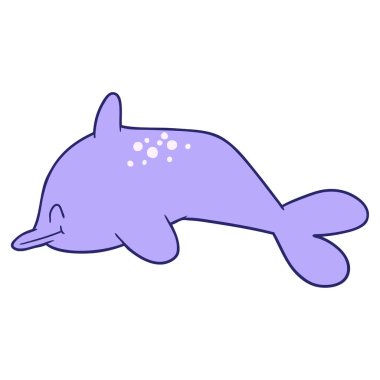 parlak neon renkli çizgi film yunusu