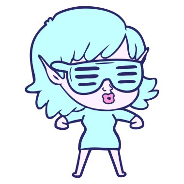 Parlak neon renkli güzel elf kızı.