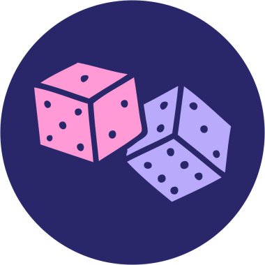 Parlak neon renkli şanslı zarların ikonik dövme biçimi