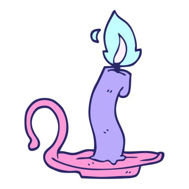 karikatür yanan cadılar bayramı mumu parlak neon renginde