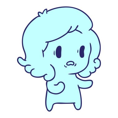 Kawaii 'nin parlak neon renkli korkunç hayaletinin serbest çizimi.