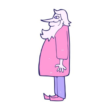 çizgi film sakallı, parlak neon renkli yaşlı adam.