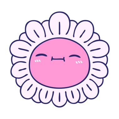 Parlak neon renginde el çizimi garip karikatür çiçeği