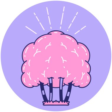 Parlak neon renkli dövme ağacı simgesi