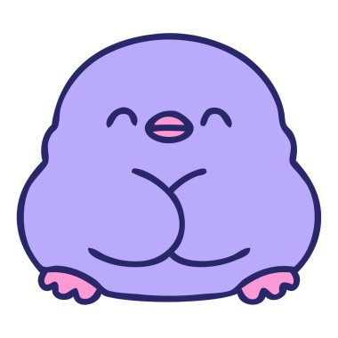 parlak neon renkli şirin bir yavru kuş çizgi filmi