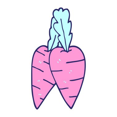 karikatür karalama organik havuçlar parlak neon rengi