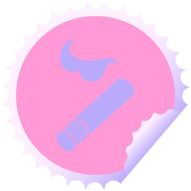 Parlak neon renkli sigara içilen dairesel soyulmuş karikatür.