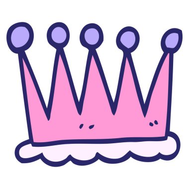 Basit karikatür karalama tacı. Parlak neon rengi.