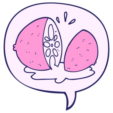 çizgi film limonu parlak neon renkli konuşma baloncuğuyla kesti