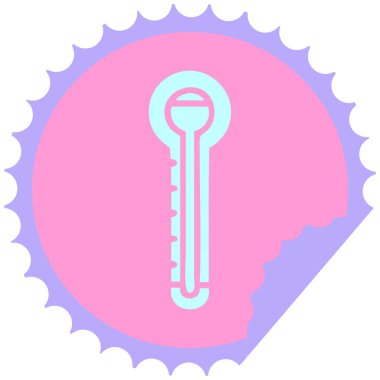 Parlak neon renkli cam termometrenin dairesel kabuk soyucu karikatürü