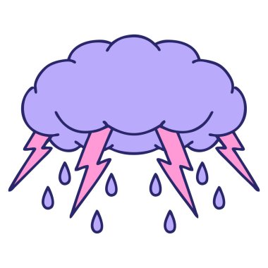 Parlak neon renkli geleneksel fırtına bulutu dövmesi