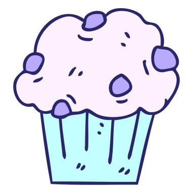 El çizimi çizgi film çikolatalı pasta parlak neon rengi