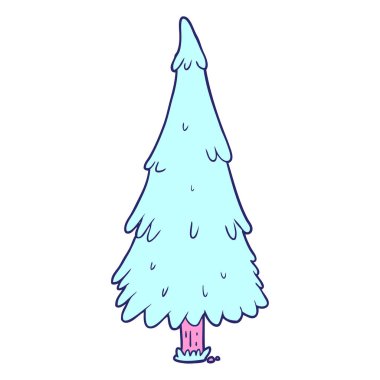 parlak neon renkli çizgi film noel ağacı