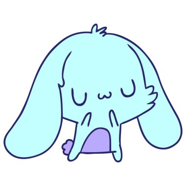 Çizim: kawaii parlak neon renkli şirin tüylü tavşan.