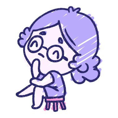 Oturan Kadın Tebeşiri Parlak neon rengi çiziyor