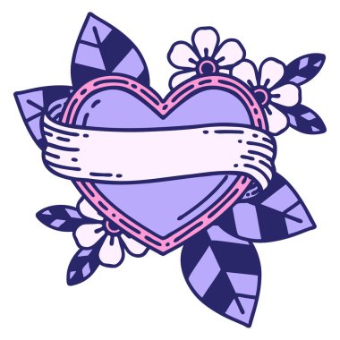 geleneksel kalp şeklinde dövme ve parlak neon renginde pankart