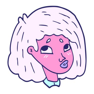 Parlak neon renkli bir kızın karalama yüzü.