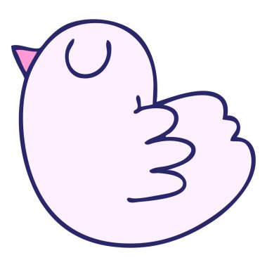 El çizimi tuhaf çizgi film sarı kuş parlak neon rengi