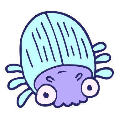 çizgi film karalaması parlak neon renginde dev bir böcek