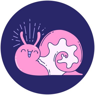 Dövme stilinin simgesi parlak neon renkli mutlu salyangoz